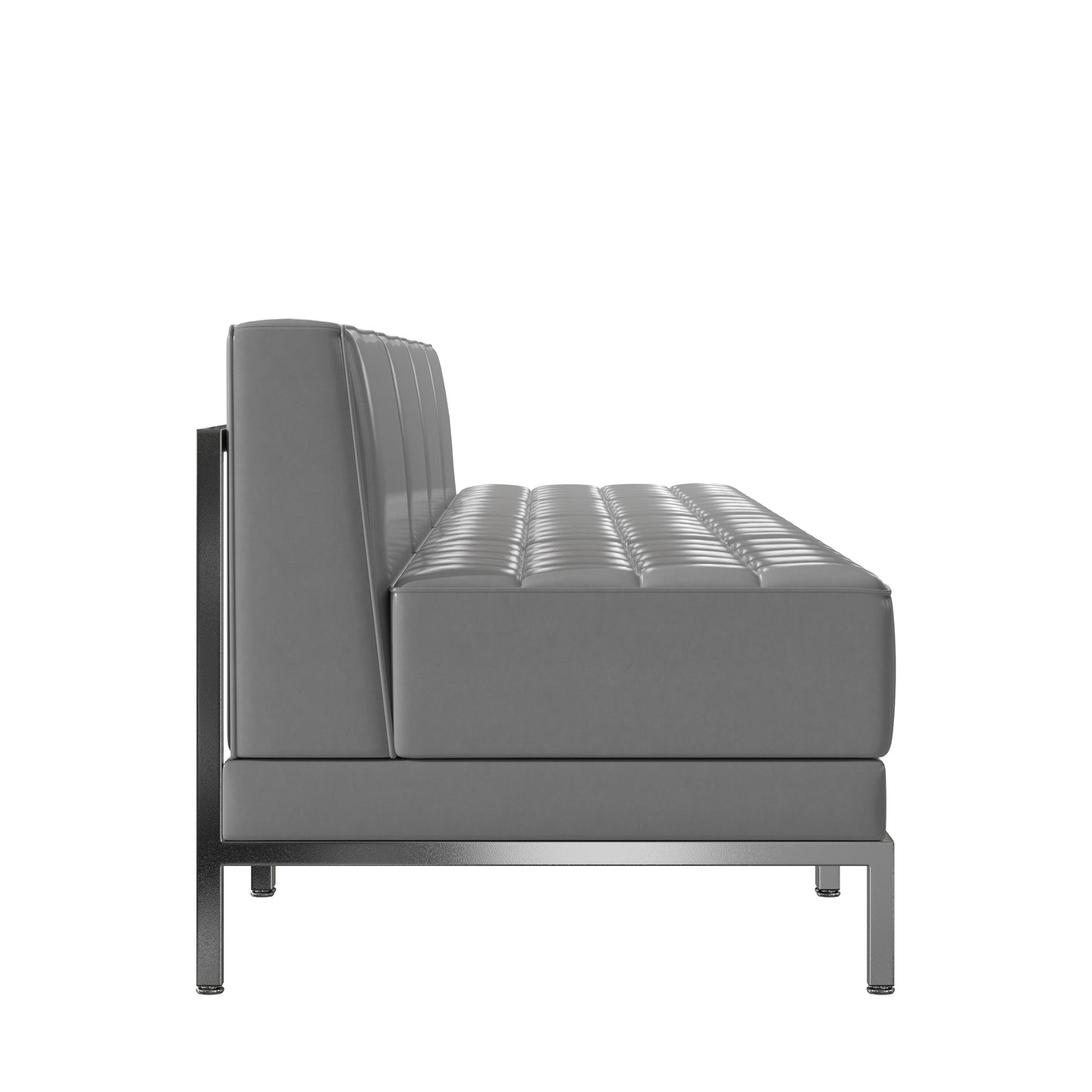 HERCULES Imagination Series 4 Piece Gray LeatherSoft Waiting Room Lounge Set with Ganging Clips - Reception Bench with Ganging Clips Gray ZB-IMAG-MIDCH-4-GY-GG