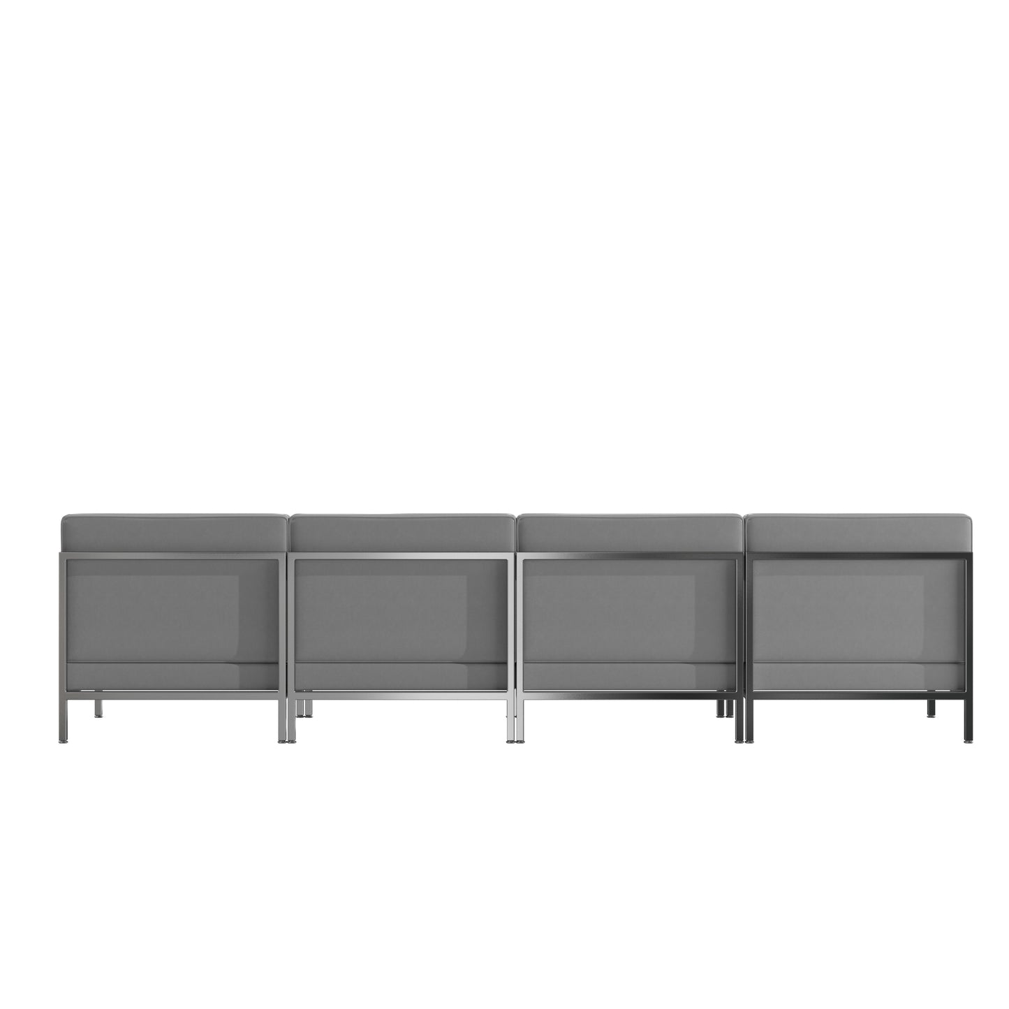 HERCULES Imagination Series 4 Piece Gray LeatherSoft Waiting Room Lounge Set with Ganging Clips - Reception Bench with Ganging Clips Gray ZB-IMAG-MIDCH-4-GY-GG