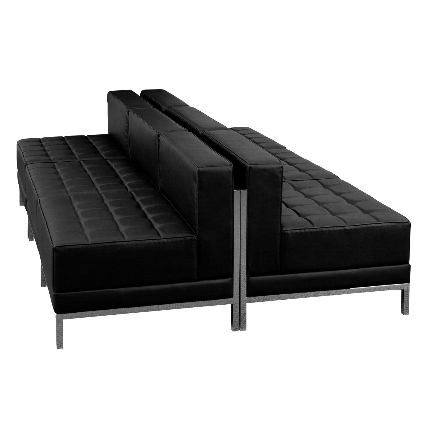 HERCULES Imagination Series Black LeatherSoft Lounge Set with Ganging Clips, 6 Pieces Black