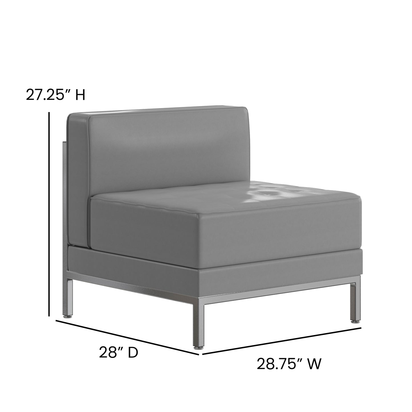 Hercules Imagination Series Contemporary Gray Leathersoft Middle Chair Gray ZB-IMAG-MIDDLE-GY-GG