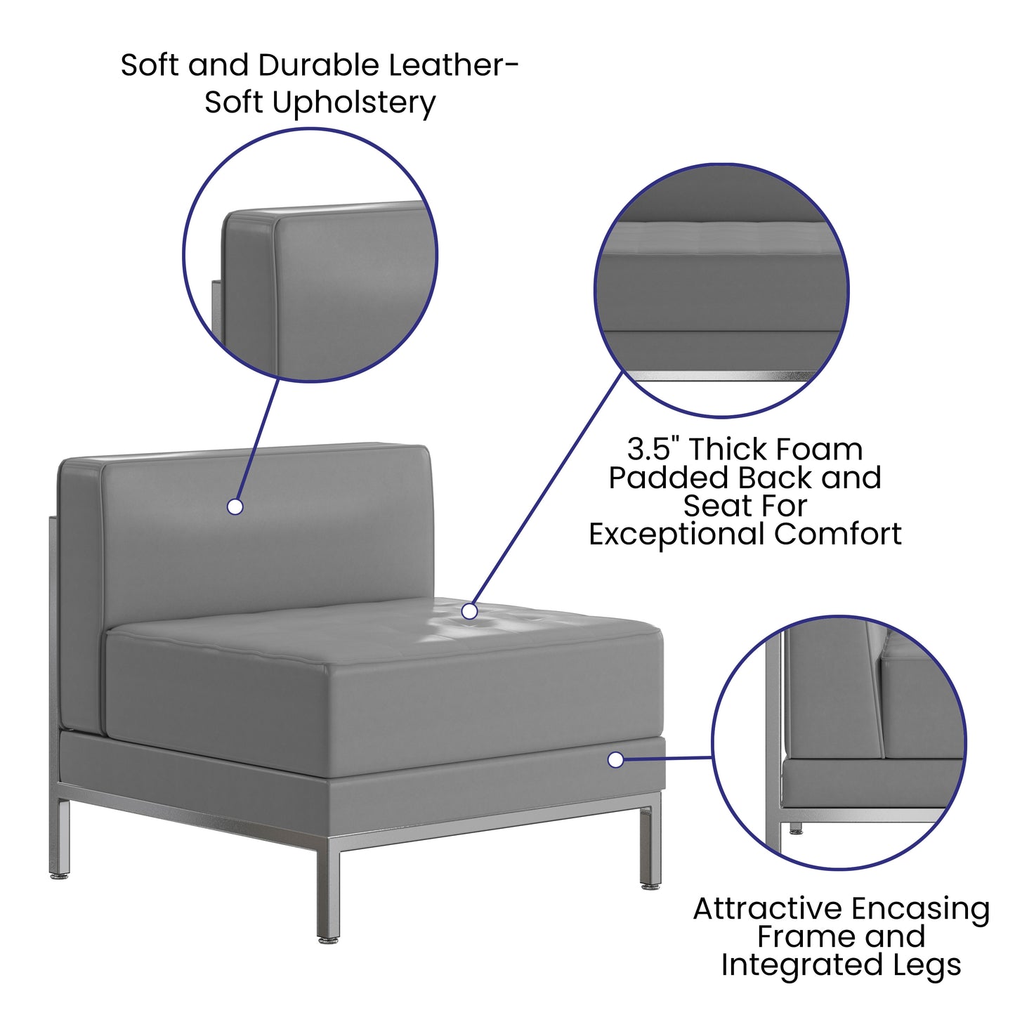 Hercules Imagination Series Contemporary Gray Leathersoft Middle Chair Gray ZB-IMAG-MIDDLE-GY-GG