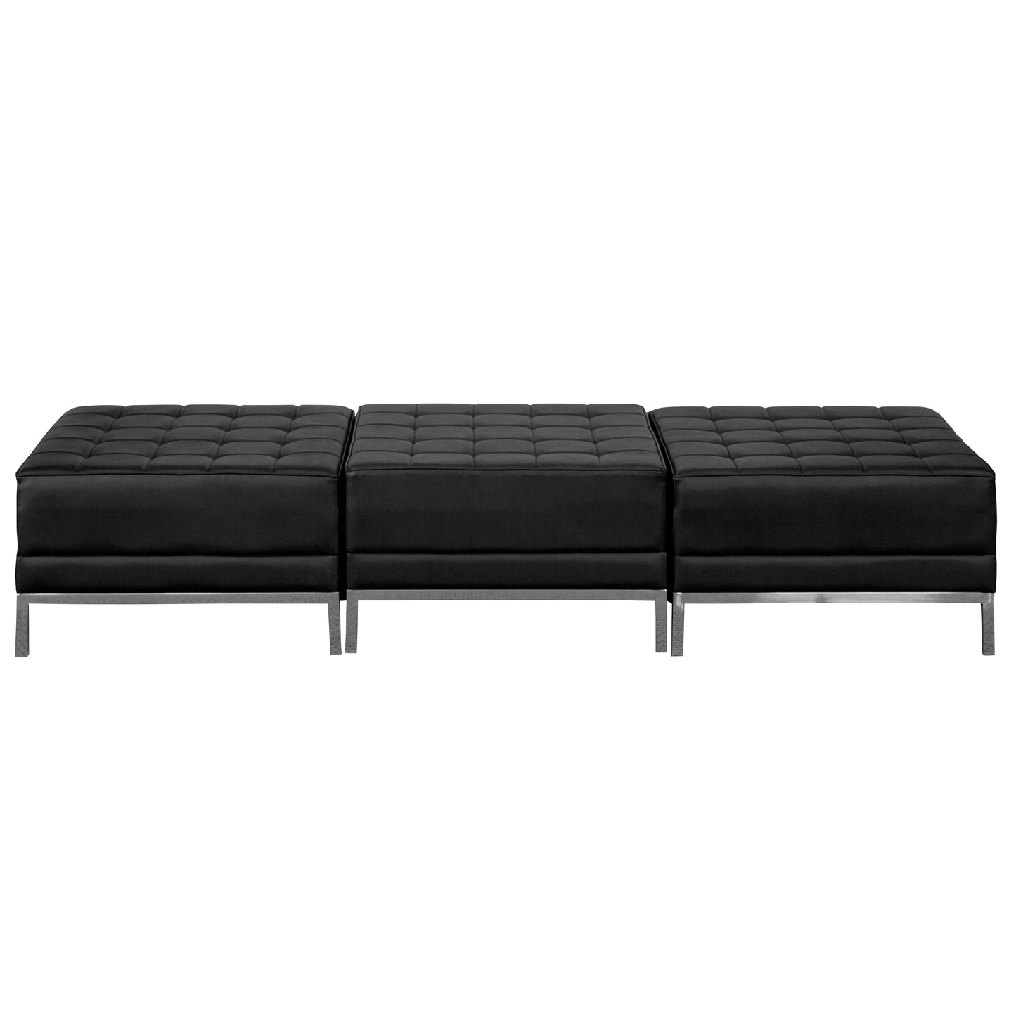 HERCULES Imagination Series Black LeatherSoft Three Seat Bench with Ganging Clips Black