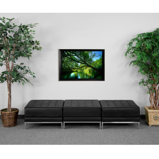 HERCULES Imagination Series Black LeatherSoft Three Seat Bench with Ganging Clips Black