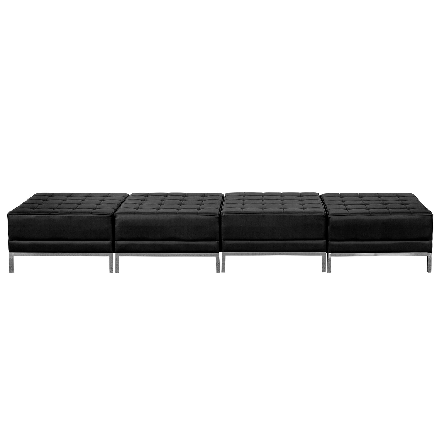 HERCULES Imagination Series Black LeatherSoft Four Seat Bench with Ganging Clips Black