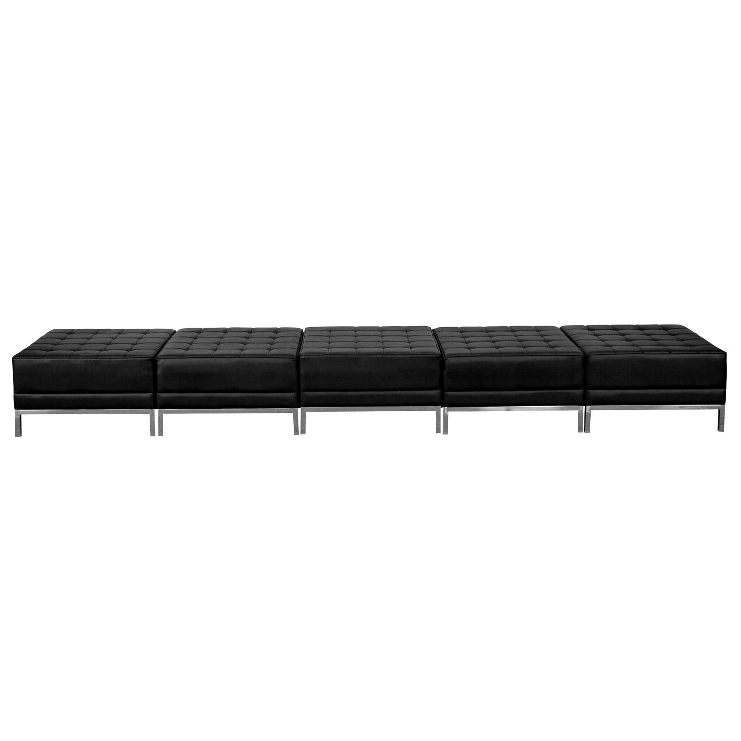 HERCULES Imagination Series Black LeatherSoft Five Seat Bench with Ganging Clips Black