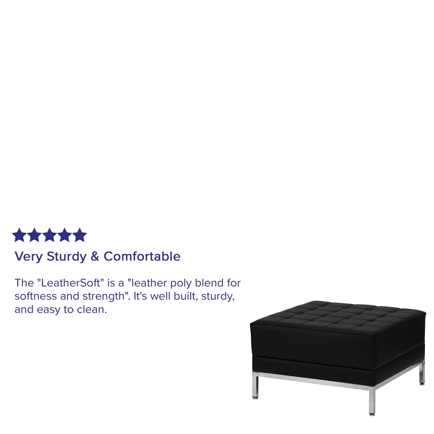 HERCULES Imagination Series Black LeatherSoft Ottoman Black