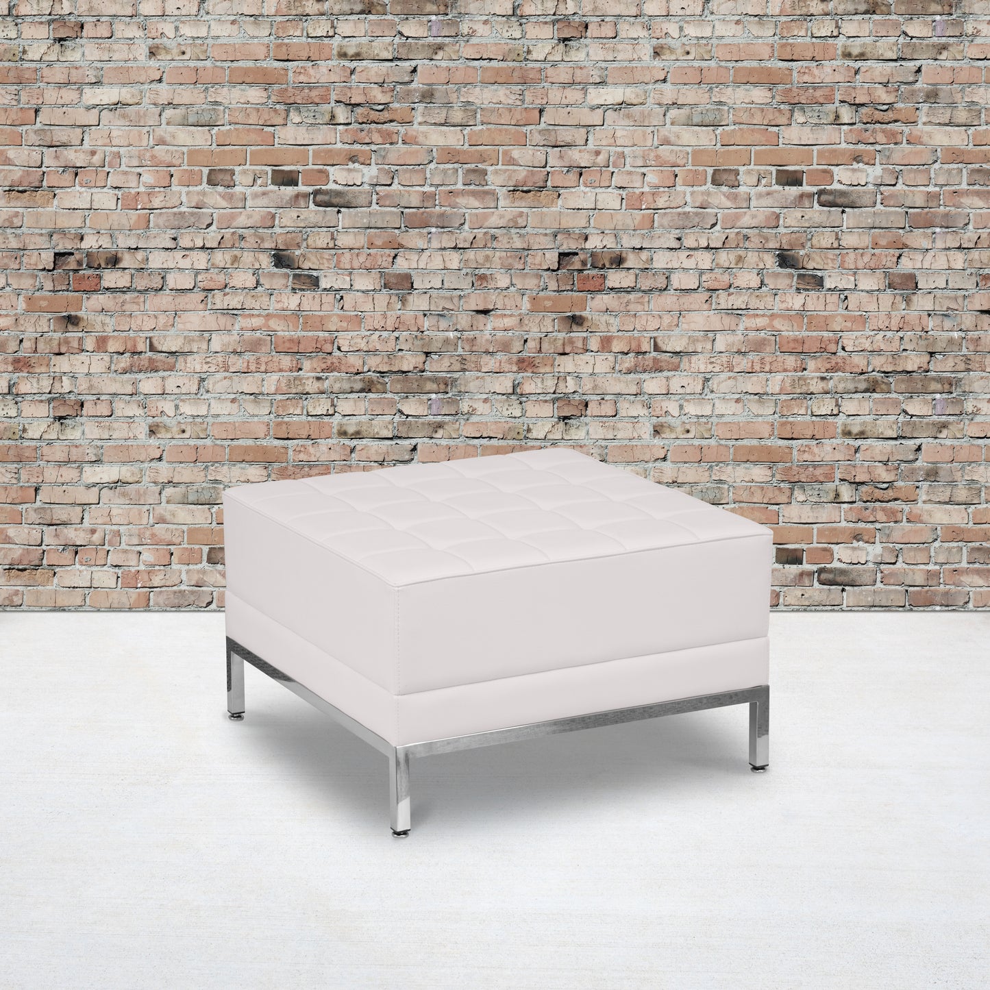 HERCULES Imagination Series Melrose White LeatherSoft Ottoman Melrose White ZB-IMAG-OTTOMAN-WH-GG