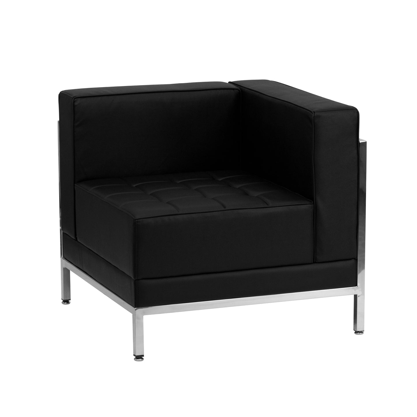 HERCULES Imagination Series Contemporary Black LeatherSoft Right Corner Chair with Encasing Frame Black