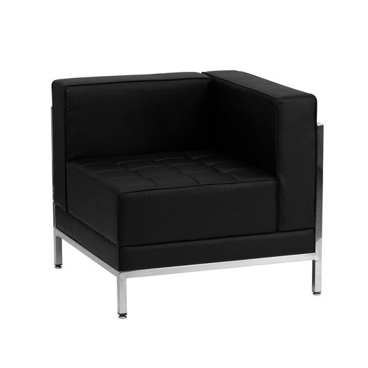 HERCULES Imagination Series Contemporary Black LeatherSoft Right Corner Chair with Encasing Frame Black