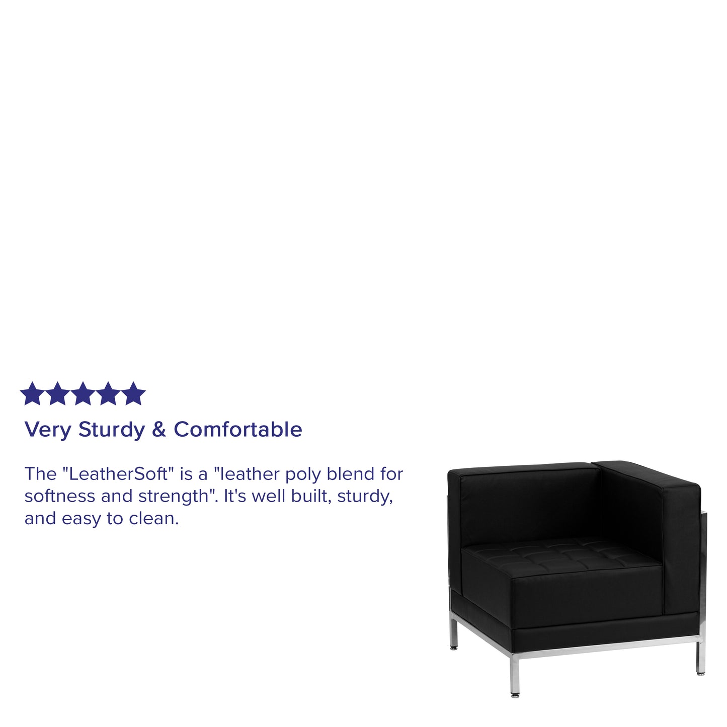 HERCULES Imagination Series Contemporary Black LeatherSoft Right Corner Chair with Encasing Frame Black