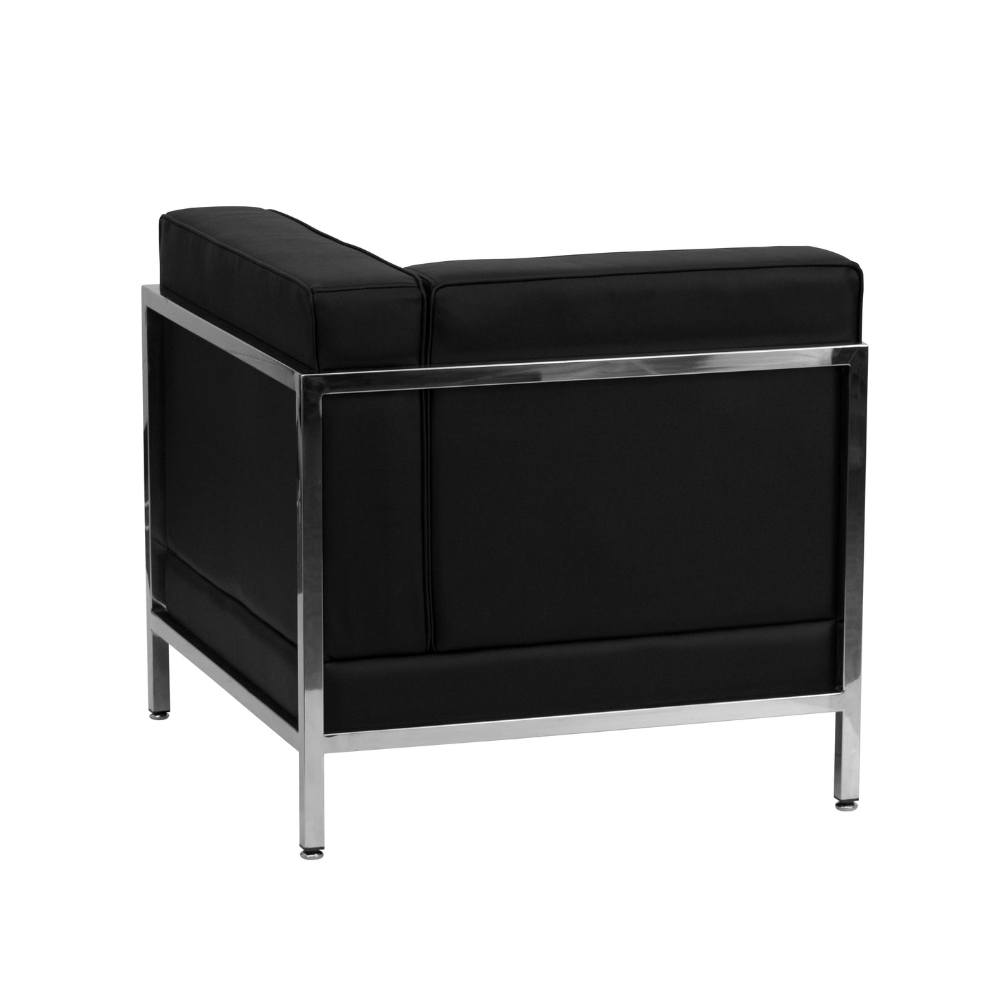 HERCULES Imagination Series Contemporary Black LeatherSoft Right Corner Chair with Encasing Frame Black