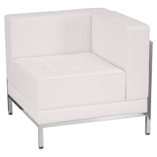 HERCULES Imagination Series Contemporary Melrose White LeatherSoft Right Corner Chair with Encasing Frame Melrose White