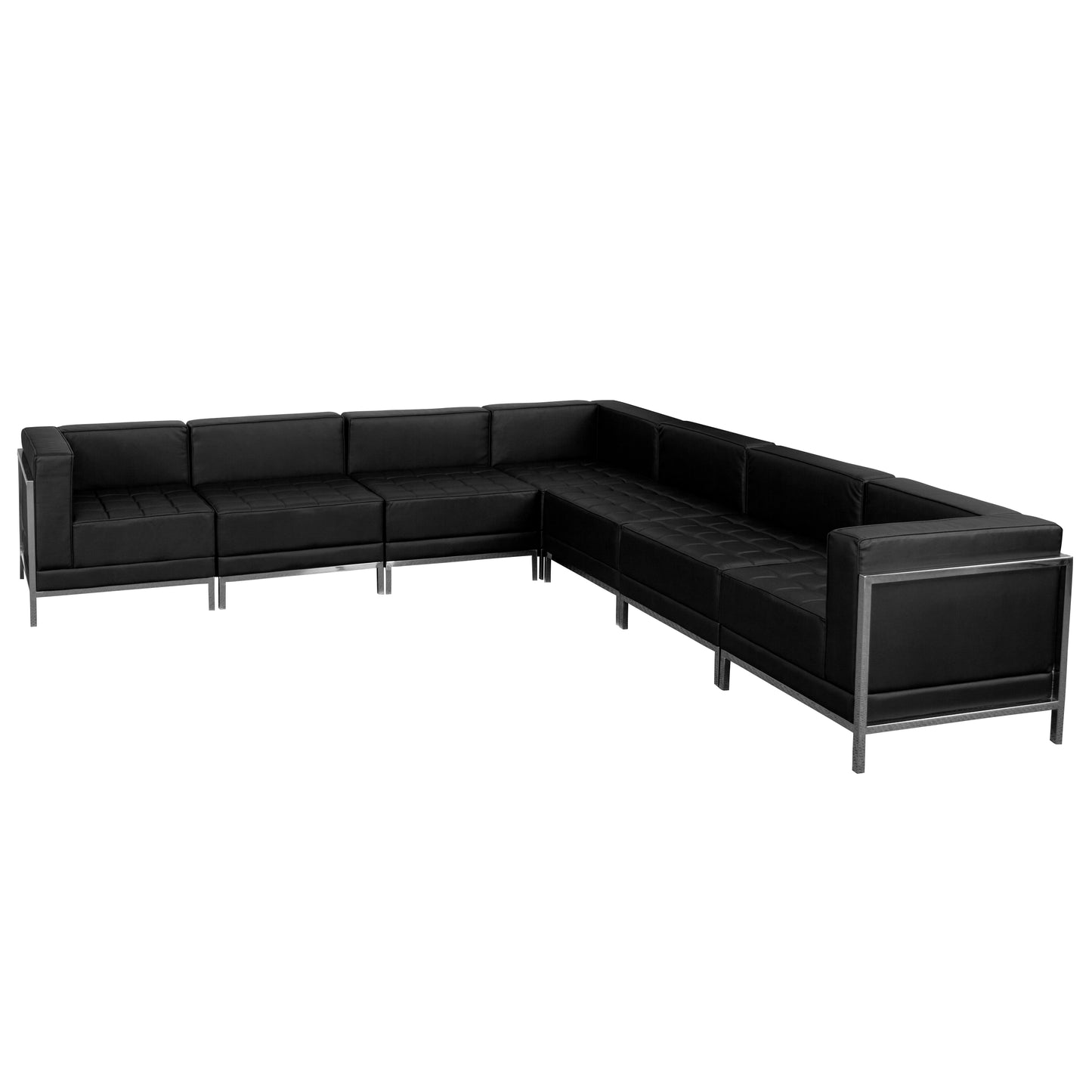 HERCULES Imagination Series Black LeatherSoft Sectional Configuration with Ganging Clips, 7 Pieces Black ZB-IMAG-SECT-SET1-GG