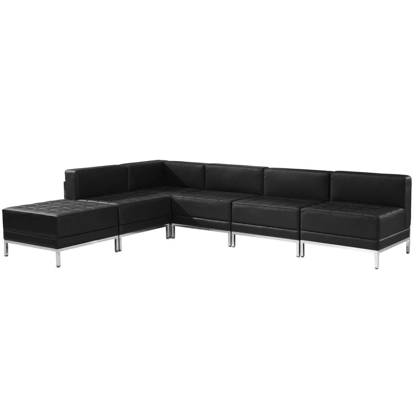 HERCULES Imagination Series Black LeatherSoft Sectional Configuration with Ganging Clips, 6 Pieces Black ZB-IMAG-SECT-SET10-GG