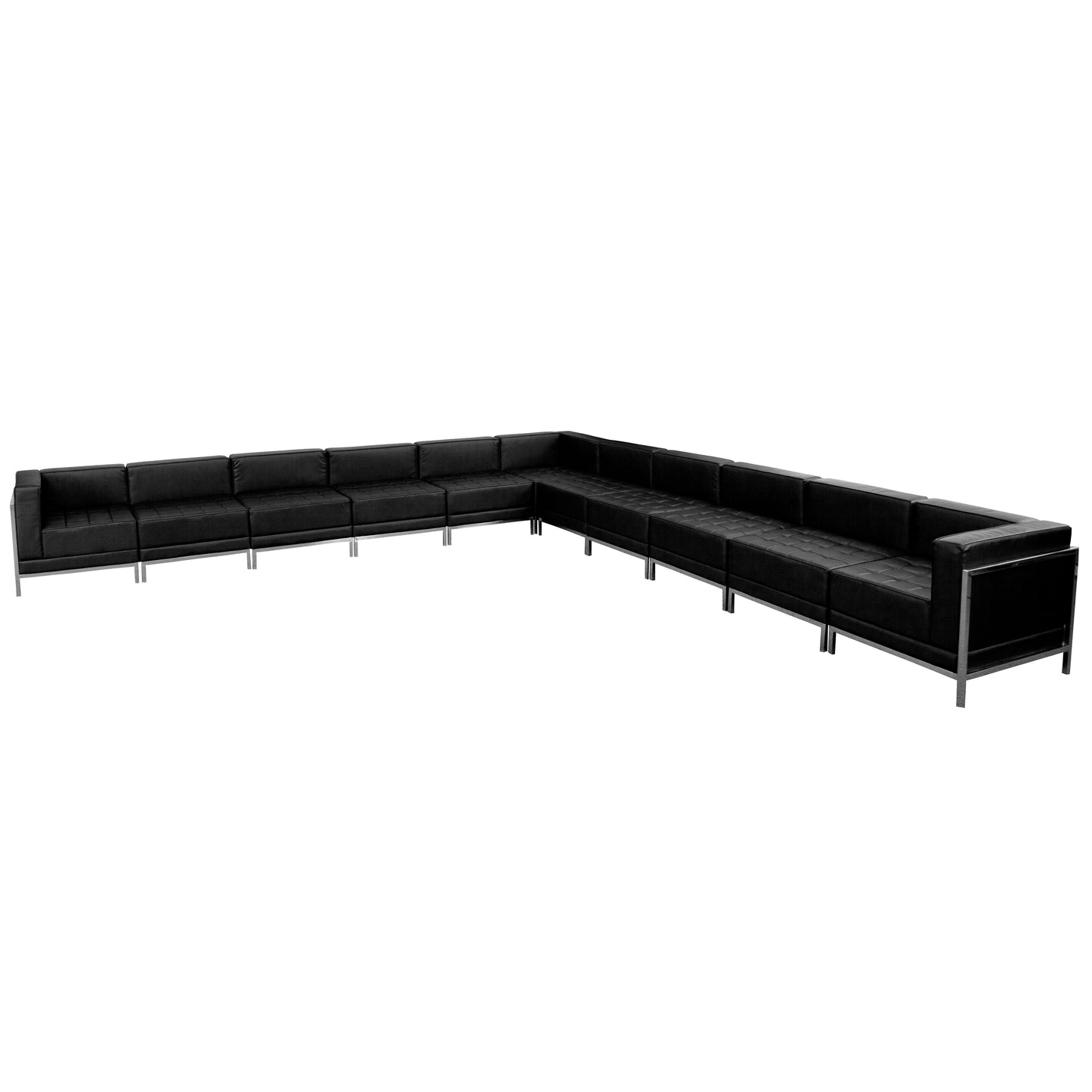 HERCULES Imagination Series Black LeatherSoft Sectional Configuration with Ganging Clips, 11 Pieces Black ZB-IMAG-SECT-SET2-GG