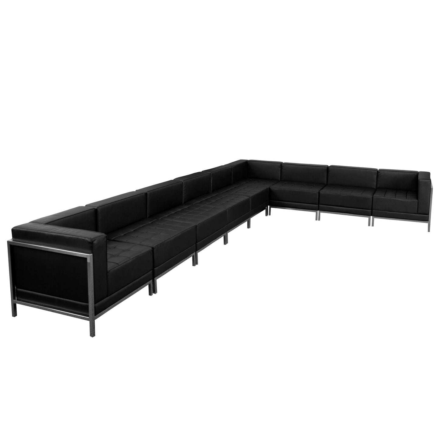 HERCULES Imagination Series Black LeatherSoft Sectional Configuration with Ganging Clips, 9 Pieces Black ZB-IMAG-SECT-SET4-GG