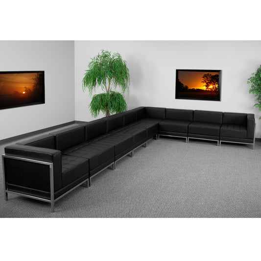 HERCULES Imagination Series Black LeatherSoft Sectional Configuration with Ganging Clips, 9 Pieces Black