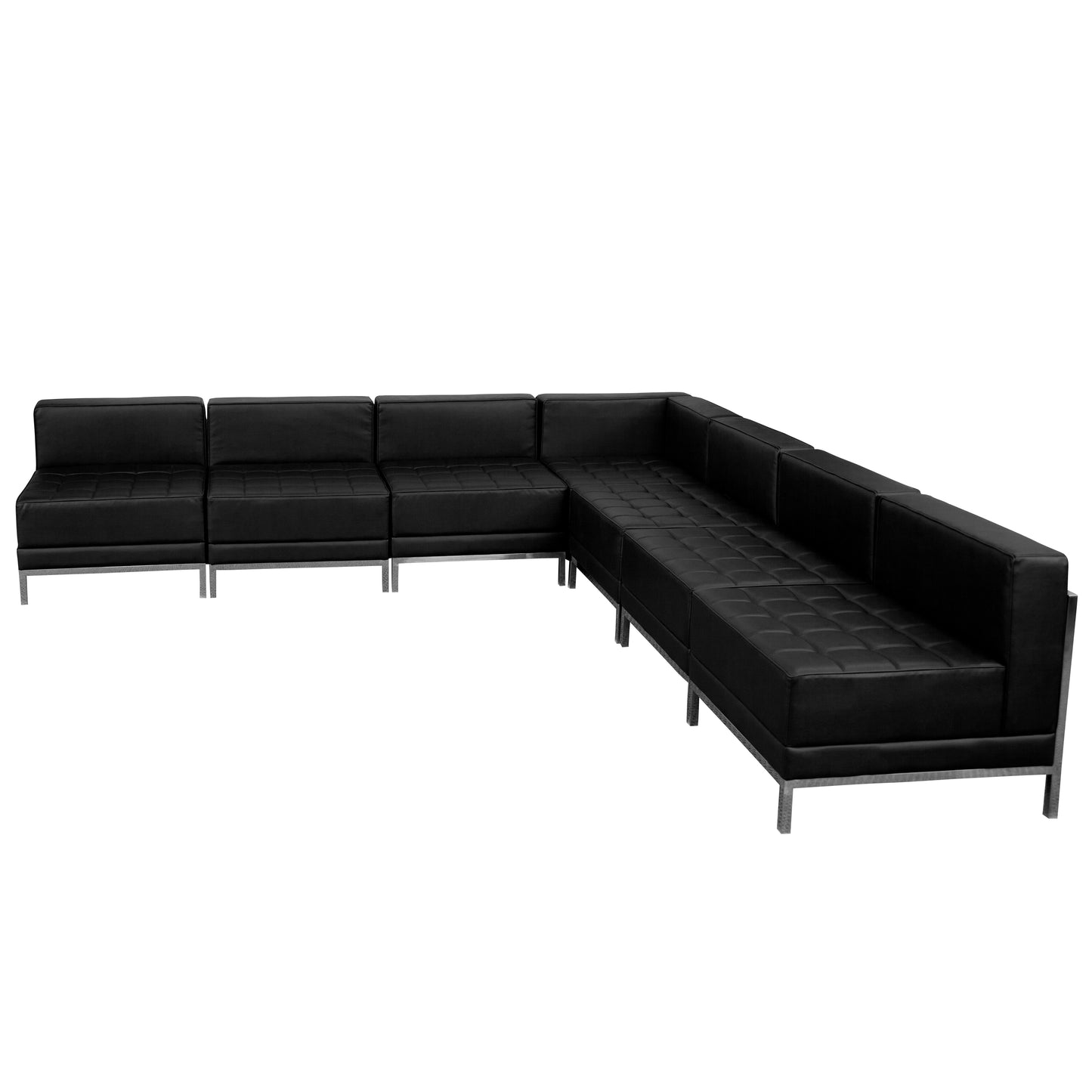 HERCULES Imagination Series Black LeatherSoft Sectional Configuration with Ganging Clips, 7 Pieces Black