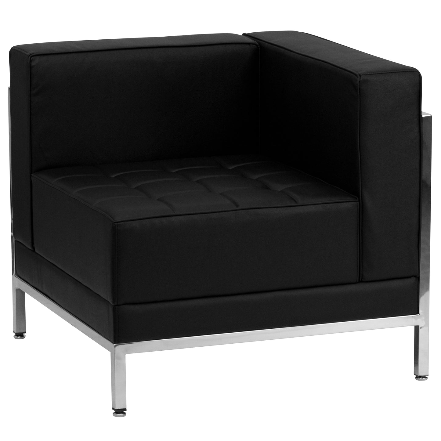 HERCULES Imagination Series Black LeatherSoft Sectional Configuration with Ganging Clips, 7 Pieces Black
