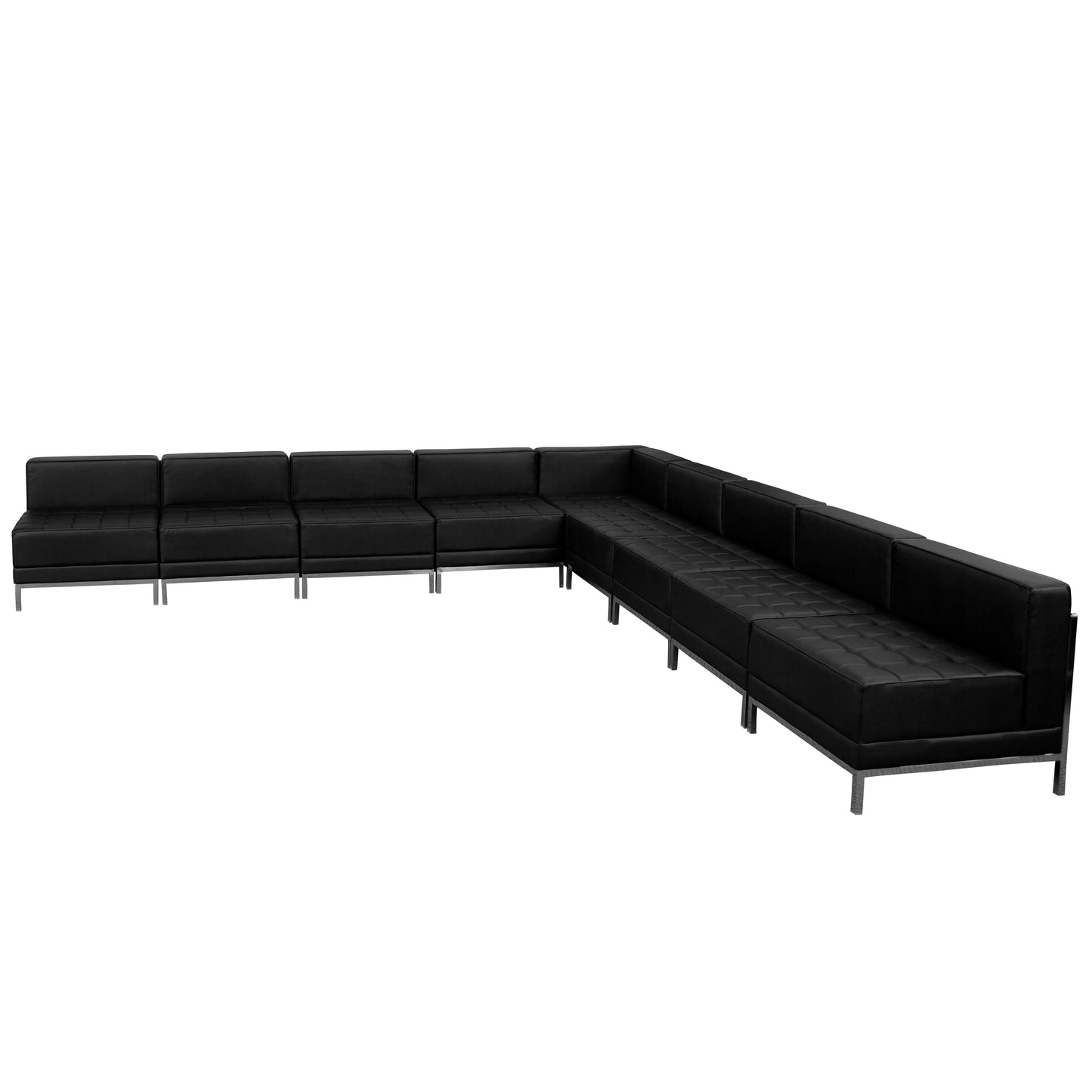 HERCULES Imagination Series Black LeatherSoft Sectional Configuration with Ganging Clips, 9 Pieces Black