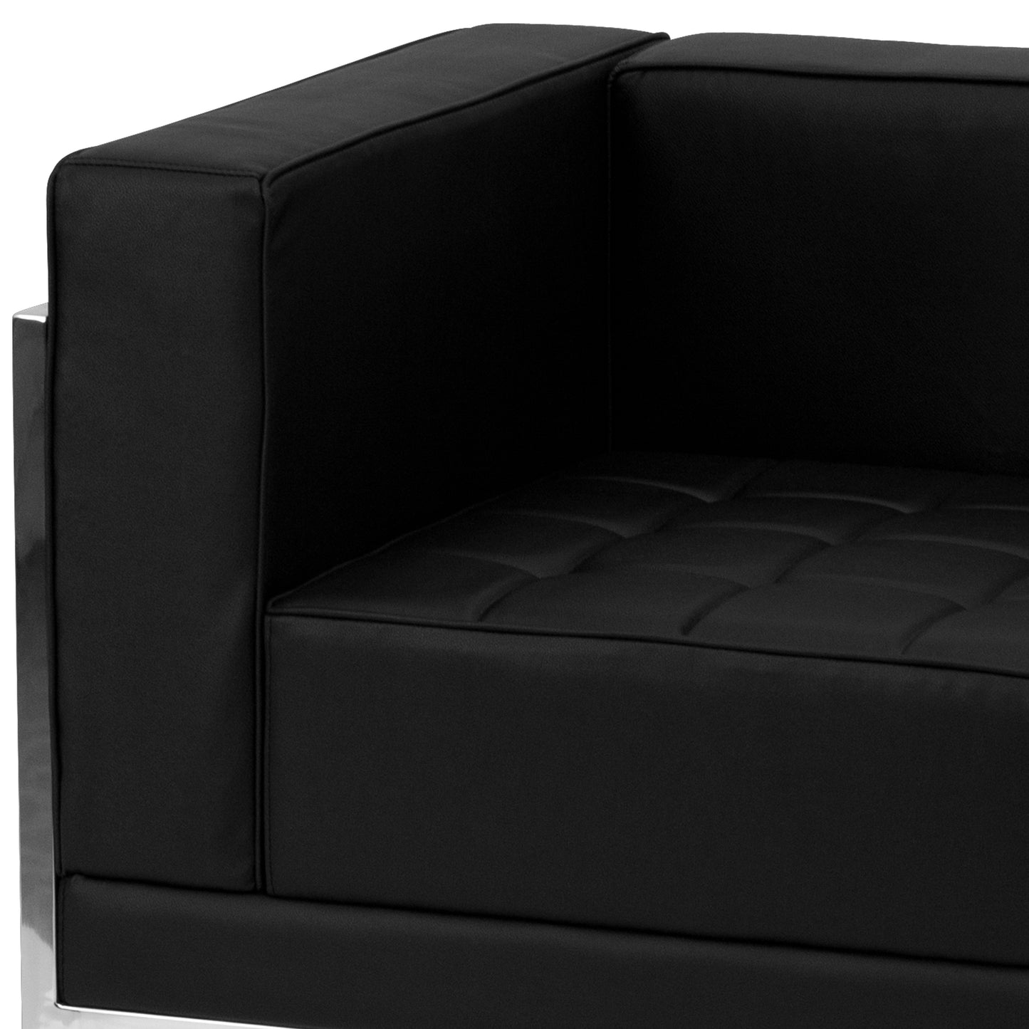 HERCULES Imagination Series Black LeatherSoft Sectional Configuration with Ganging Clips, 9 Pieces Black