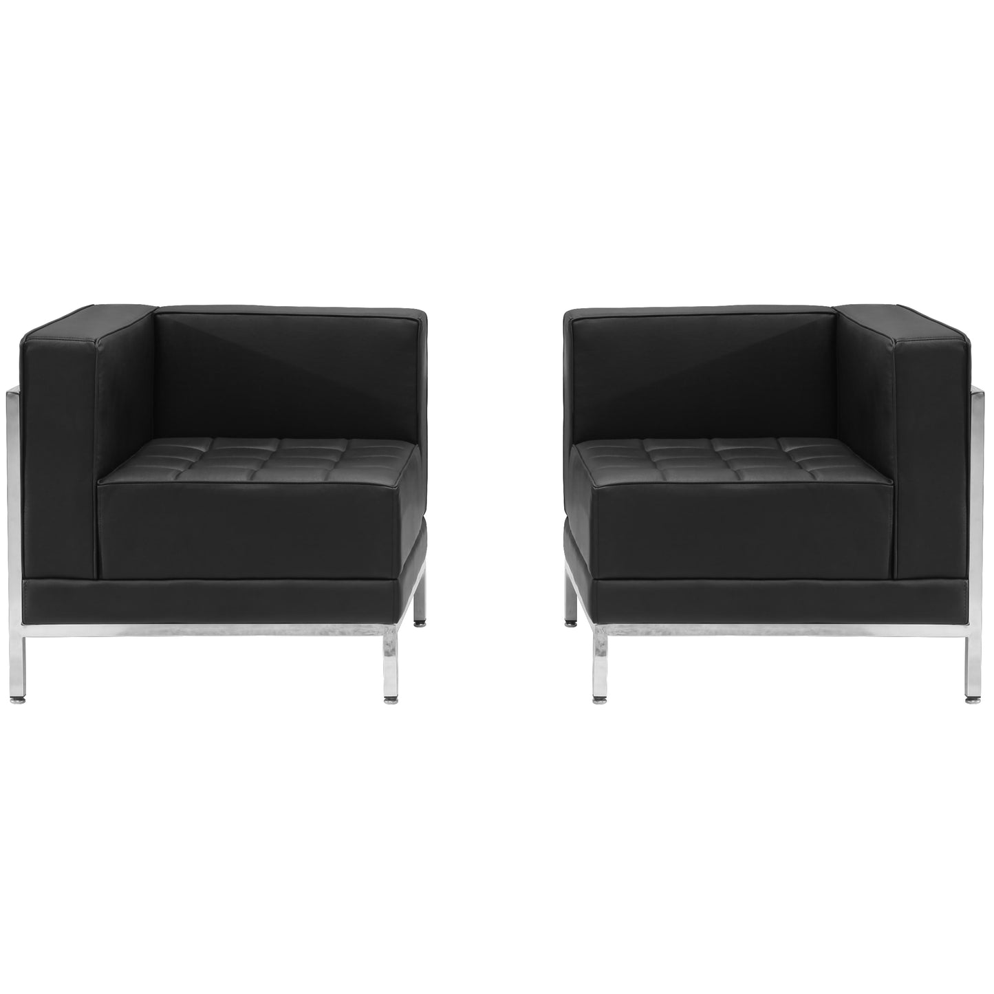 HERCULES Imagination Series Black LeatherSoft 2 Piece Corner Chair Set with Ganging Clips Black ZB-IMAG-SET10-GG