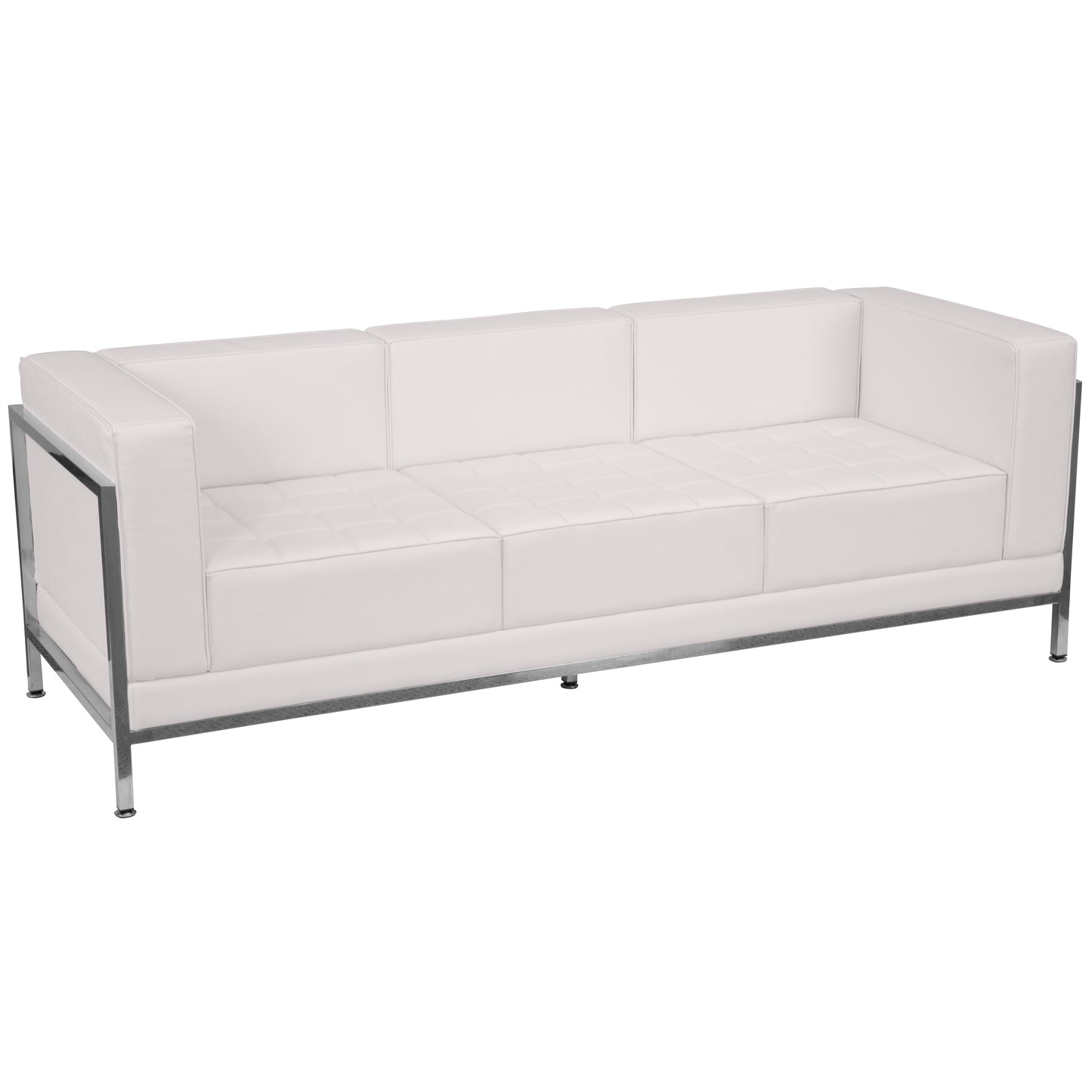 HERCULES Imagination Series Contemporary Melrose White LeatherSoft Sofa with Encasing Frame Melrose White
