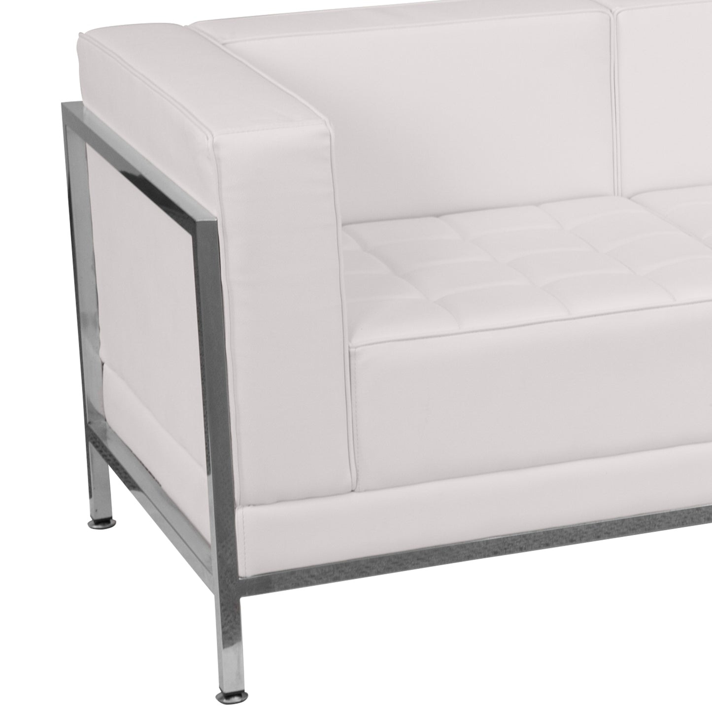 HERCULES Imagination Series Contemporary Melrose White LeatherSoft Sofa with Encasing Frame Melrose White