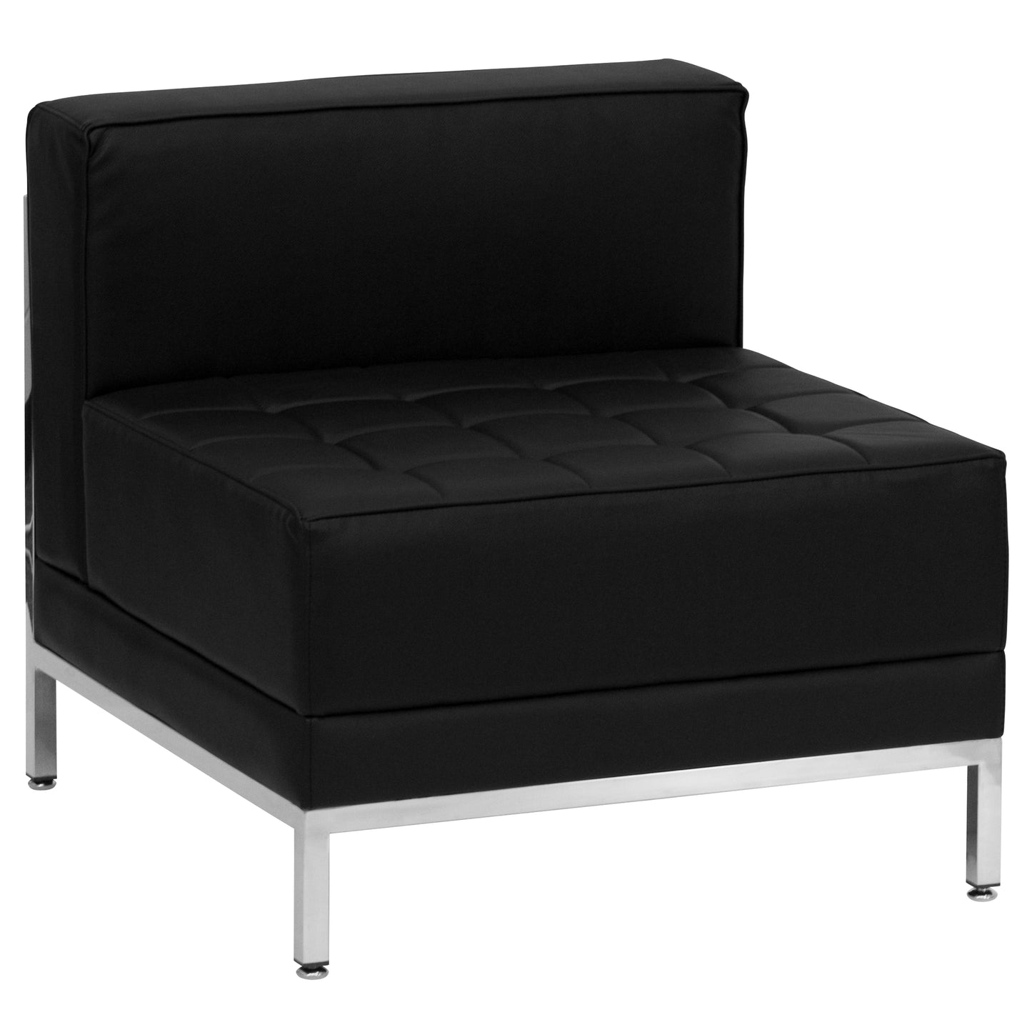 HERCULES Imagination Series Black LeatherSoft U-Shape Sectional Configuration with Ganging Clips, 10 Pieces Black ZB-IMAG-U-SECT-SET1-GG