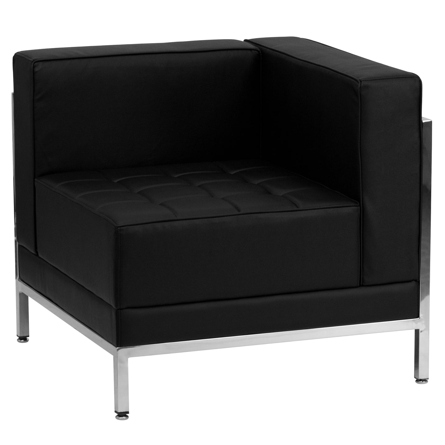 HERCULES Imagination Series Black LeatherSoft U-Shape Sectional Configuration with Ganging Clips, 10 Pieces Black ZB-IMAG-U-SECT-SET1-GG