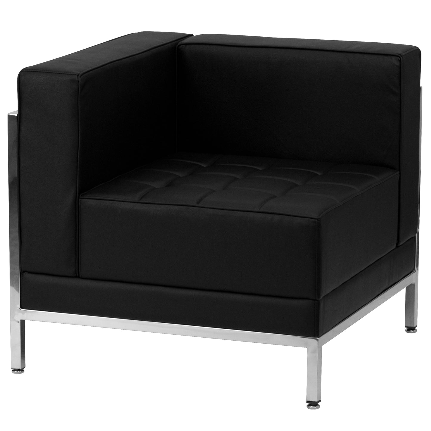 HERCULES Imagination Series Black LeatherSoft U-Shape Sectional Configuration with Ganging Clips, 10 Pieces Black ZB-IMAG-U-SECT-SET1-GG