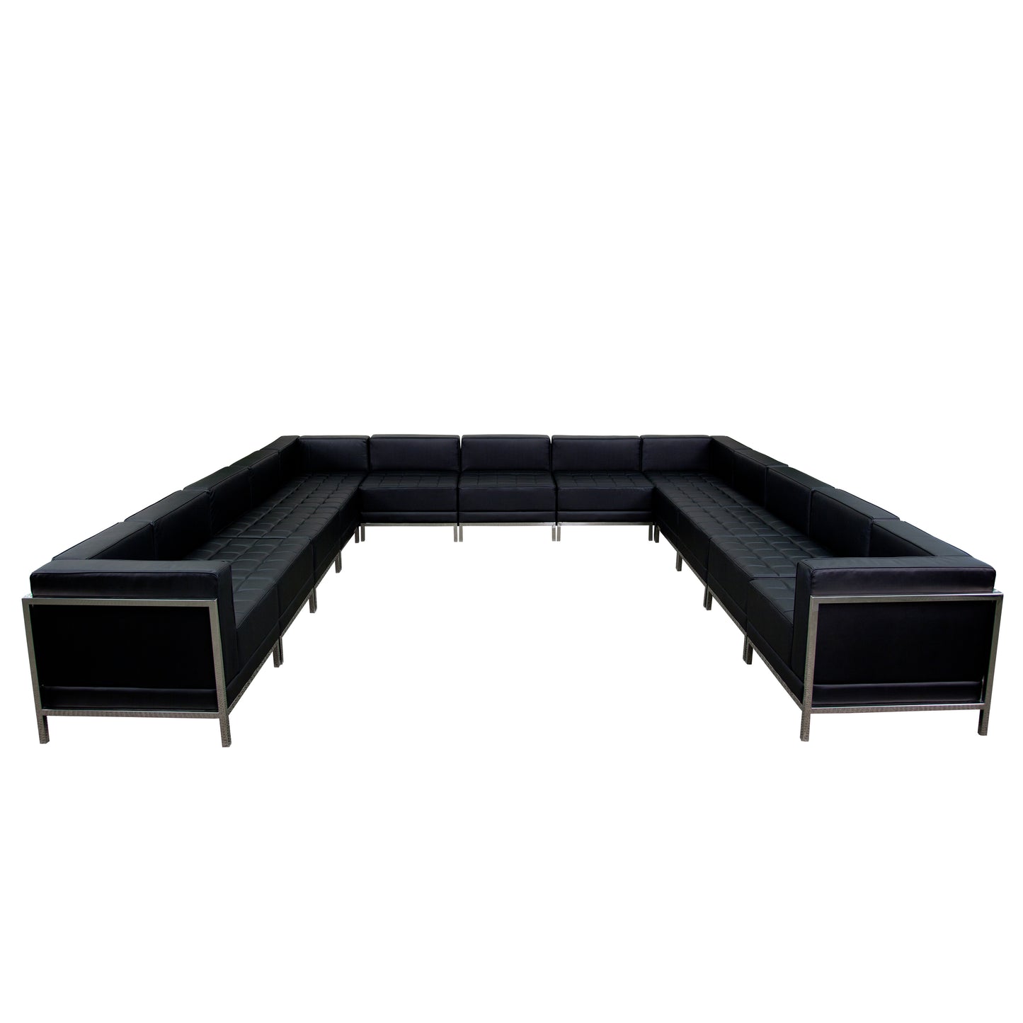 HERCULES Imagination Series Black LeatherSoft U-Shape Sectional Configuration with Ganging Clips, 13 Pieces Black ZB-IMAG-U-SECT-SET2-GG