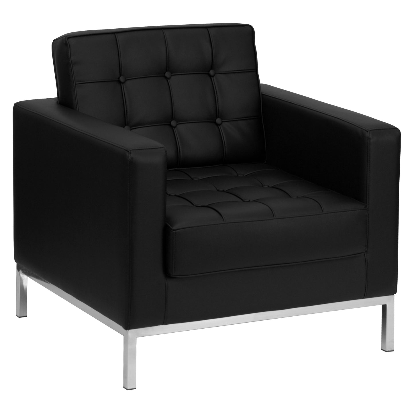 HERCULES Lacey Series Contemporary Black LeatherSoft Chair with Stainless Steel Frame Black