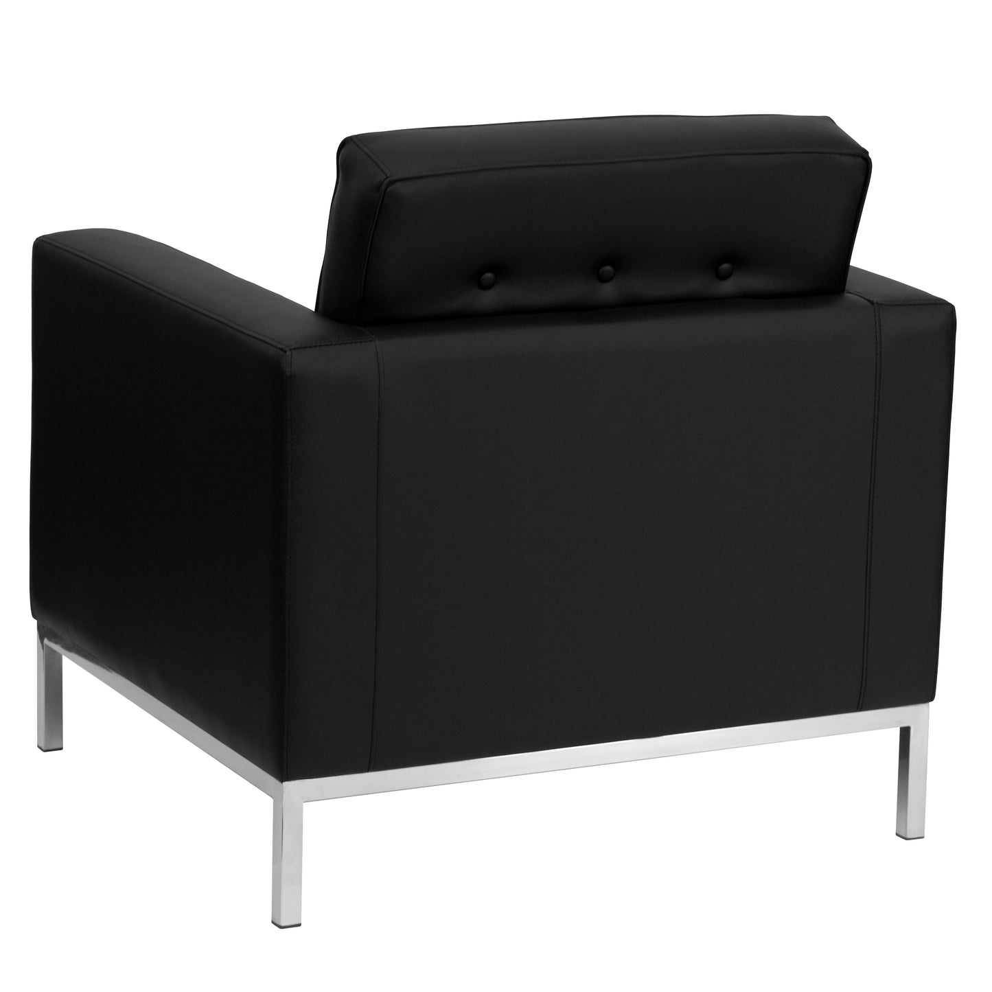 HERCULES Lacey Series Contemporary Black LeatherSoft Chair with Stainless Steel Frame Black