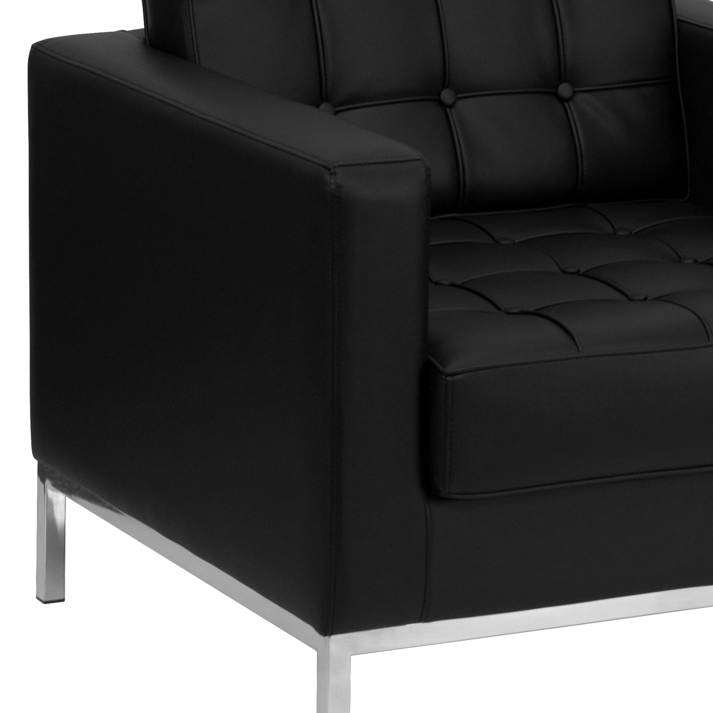 HERCULES Lacey Series Contemporary Black LeatherSoft Chair with Stainless Steel Frame Black