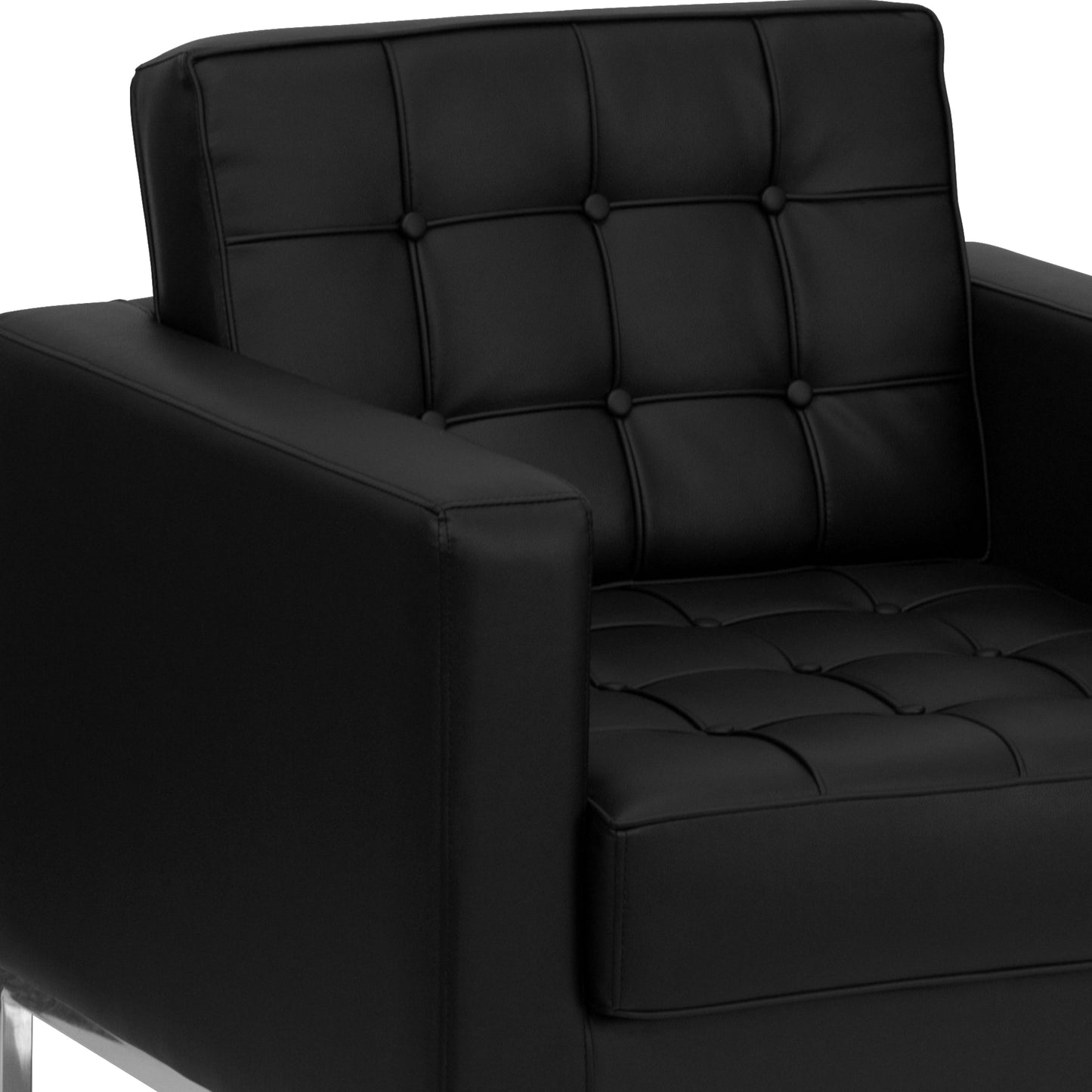 HERCULES Lacey Series Contemporary Black LeatherSoft Chair with Stainless Steel Frame Black