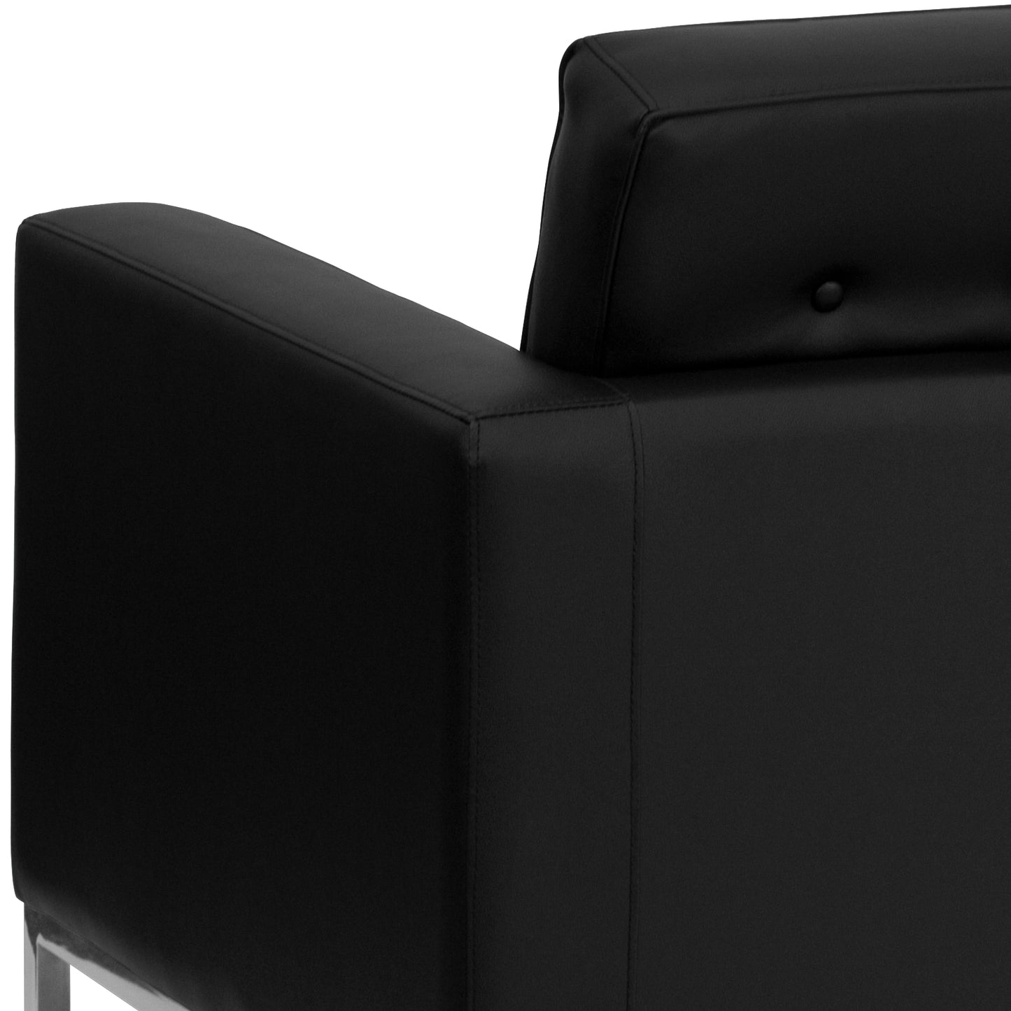 HERCULES Lacey Series Contemporary Black LeatherSoft Chair with Stainless Steel Frame Black