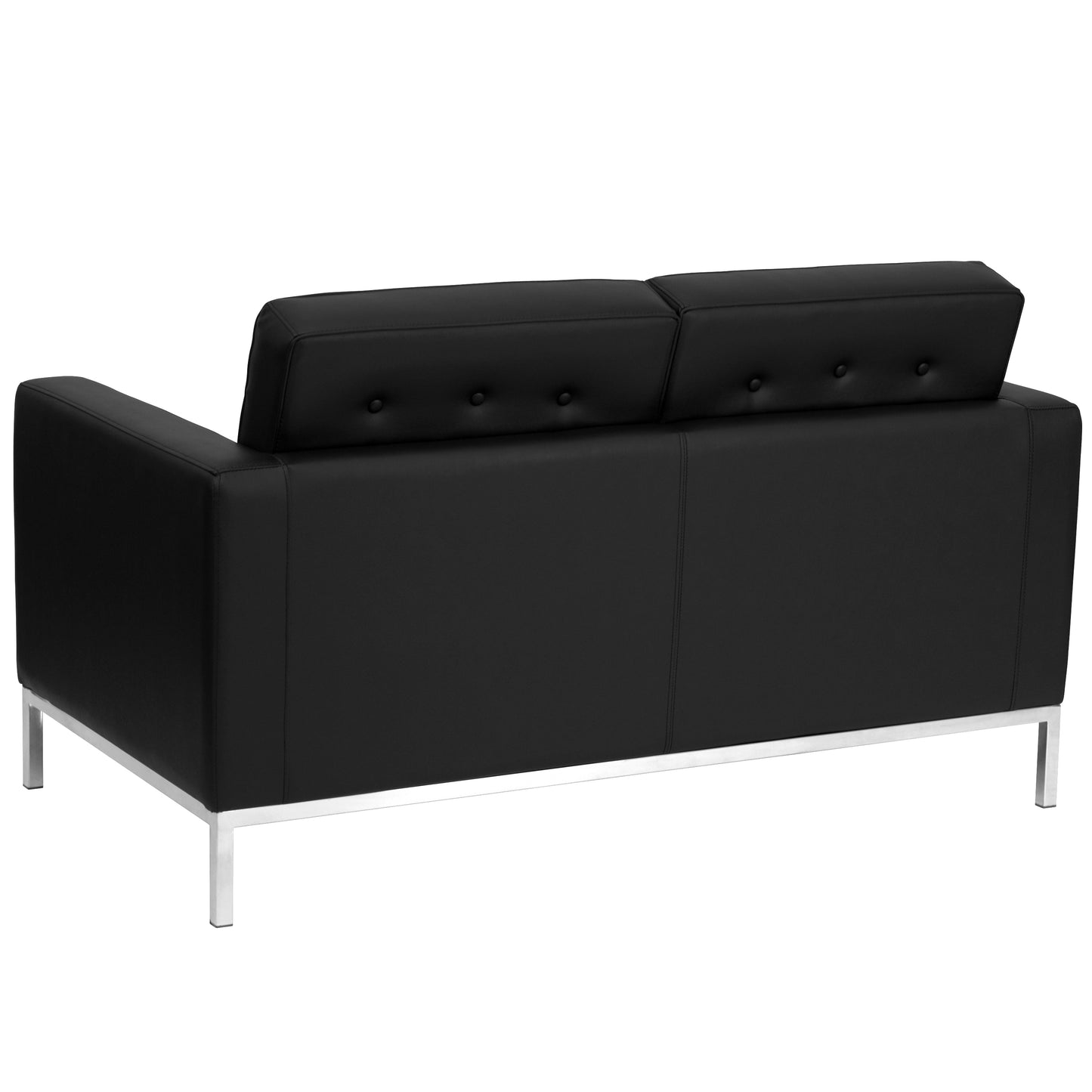 HERCULES Lacey Series Contemporary Black LeatherSoft Loveseat with Stainless Steel Frame Black