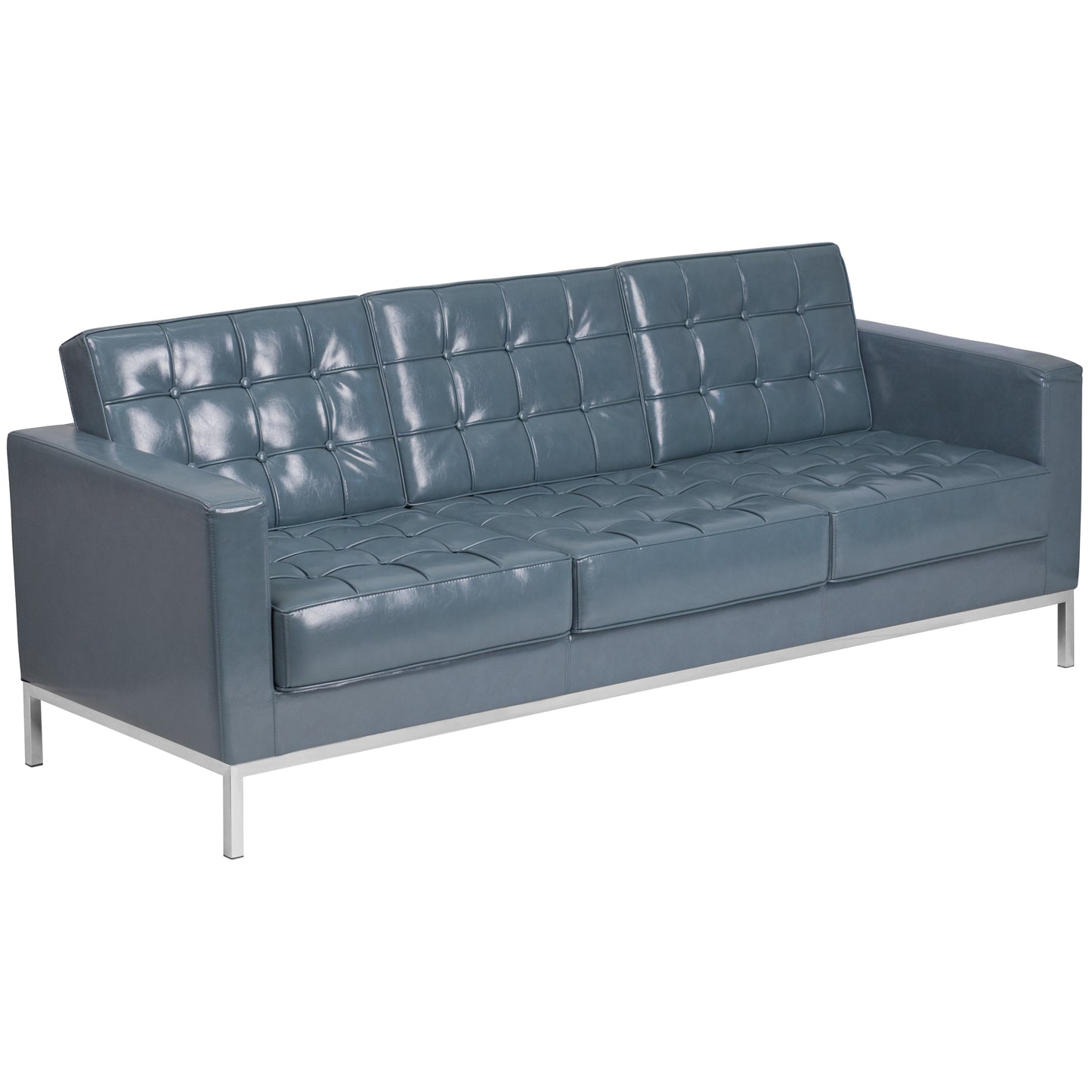 HERCULES Lacey Series Contemporary Gray LeatherSoft Sofa with Stainless Steel Frame Gray