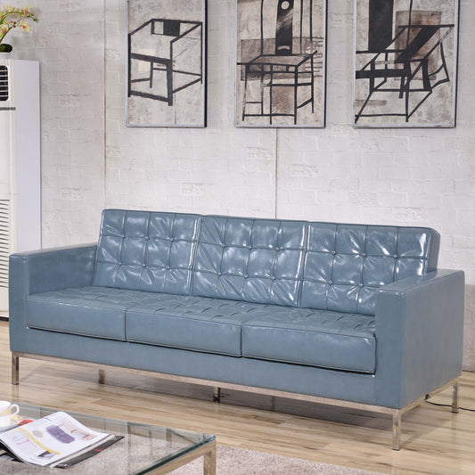 HERCULES Lacey Series Contemporary Gray LeatherSoft Sofa with Stainless Steel Frame Gray ZB-LACEY-831-2-SOFA-GY-GG