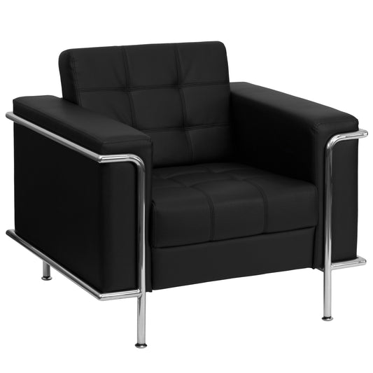HERCULES Lesley Series Contemporary Black LeatherSoft Chair with Encasing Frame Black
