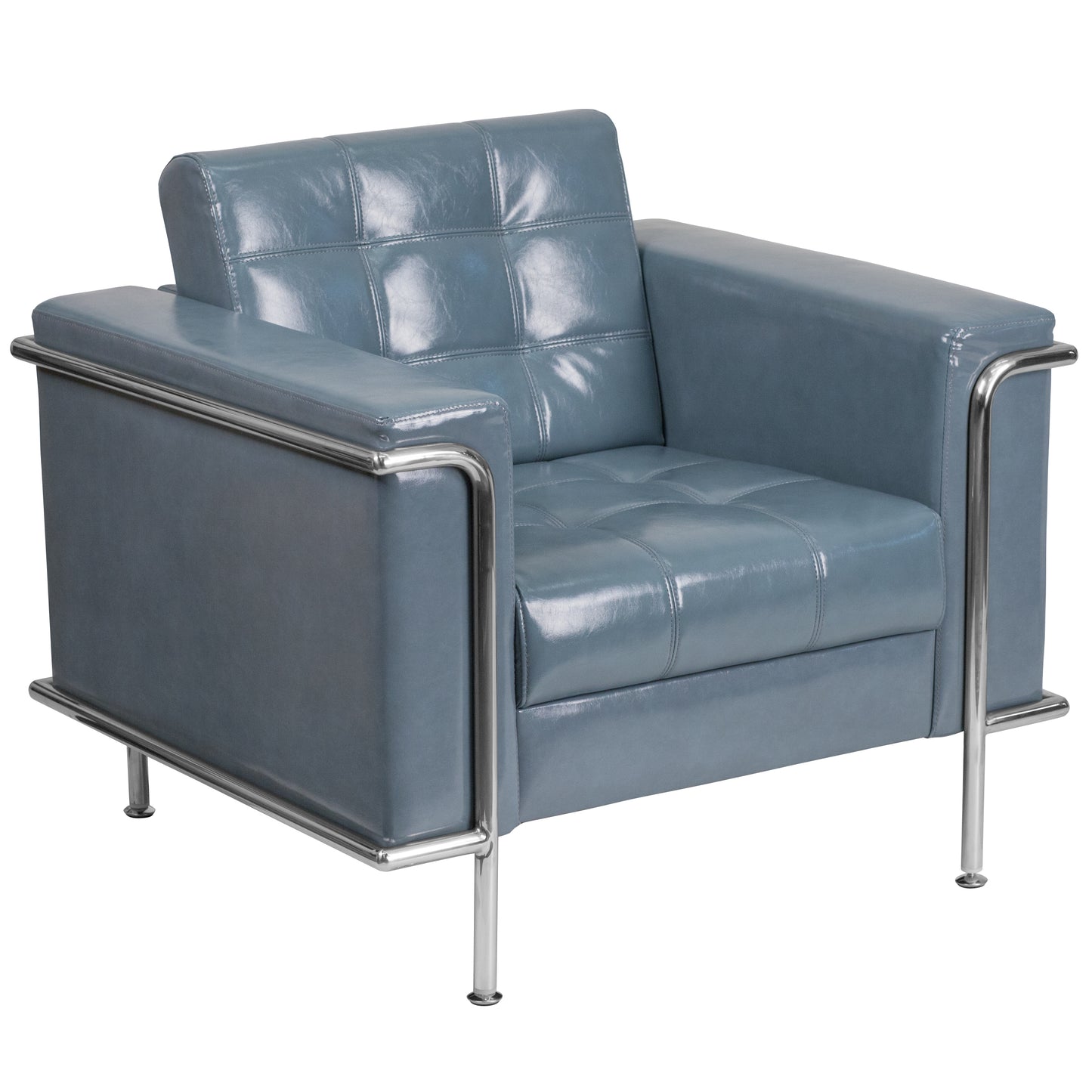 HERCULES Lesley Series Contemporary Gray LeatherSoft Chair with Encasing Frame Gray