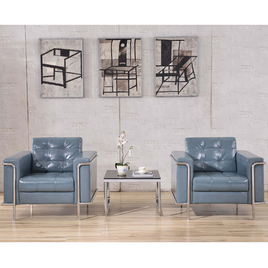 HERCULES Lesley Series Contemporary Gray LeatherSoft Chair with Encasing Frame Gray
