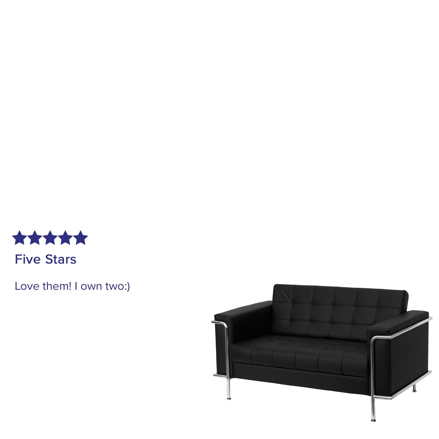 HERCULES Lesley Series Contemporary Black LeatherSoft Loveseat with Encasing Frame Black