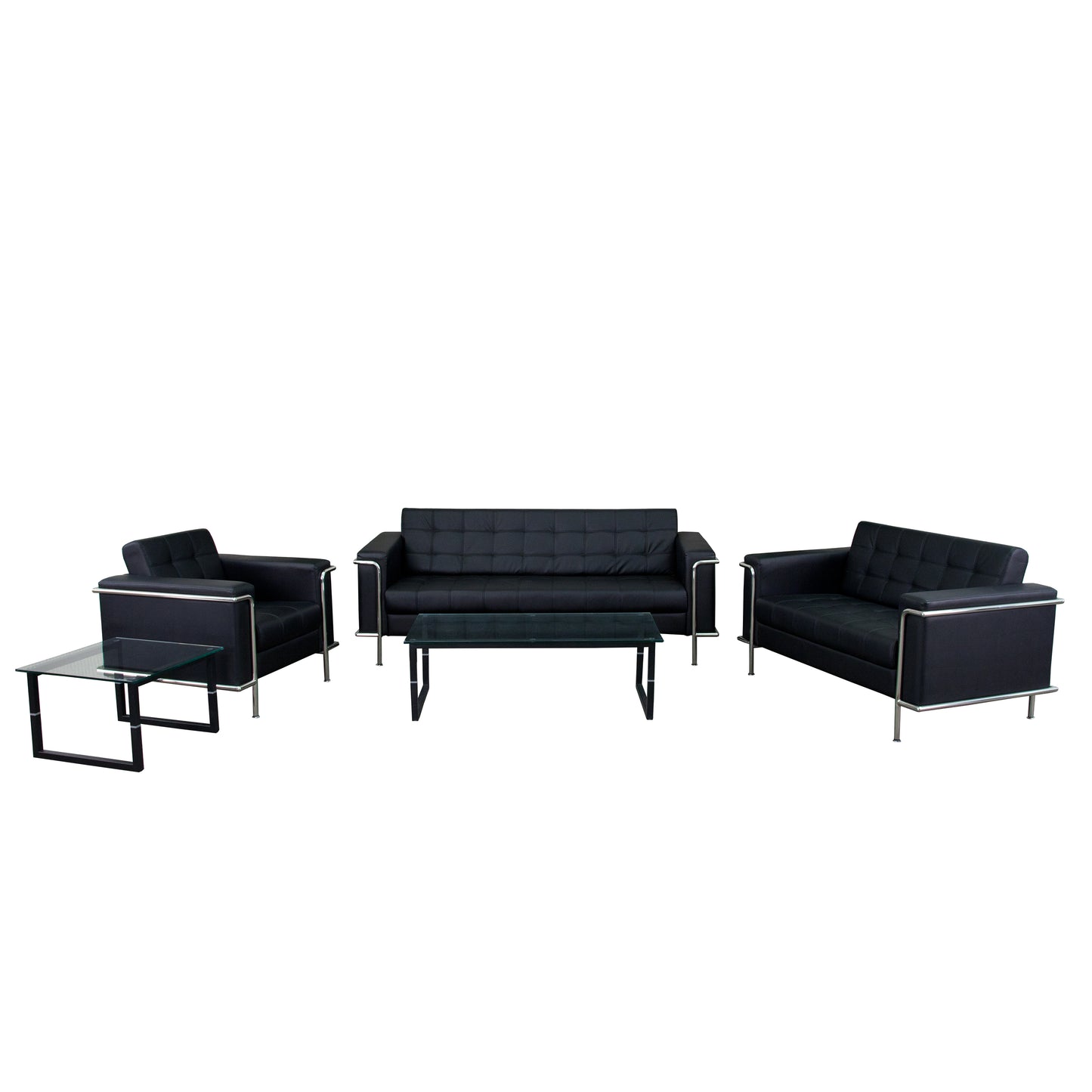 HERCULES Lesley Series Reception Set in Black LeatherSoft Black ZB-LESLEY-8090-SET-BK-GG