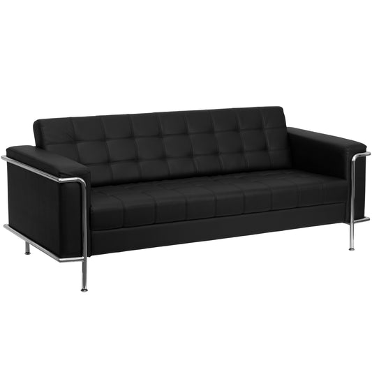 HERCULES Lesley Series Contemporary Black LeatherSoft Sofa with Encasing Frame Black