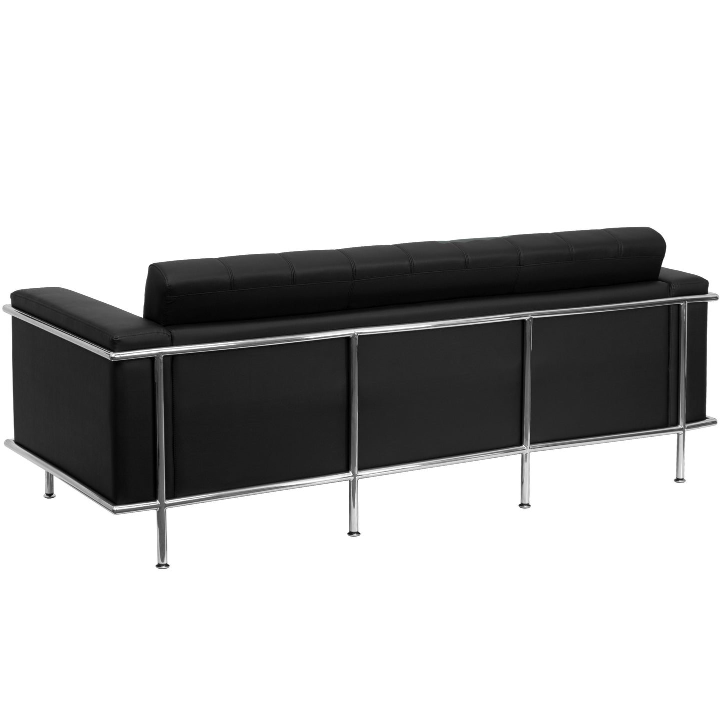 HERCULES Lesley Series Contemporary Black LeatherSoft Sofa with Encasing Frame Black