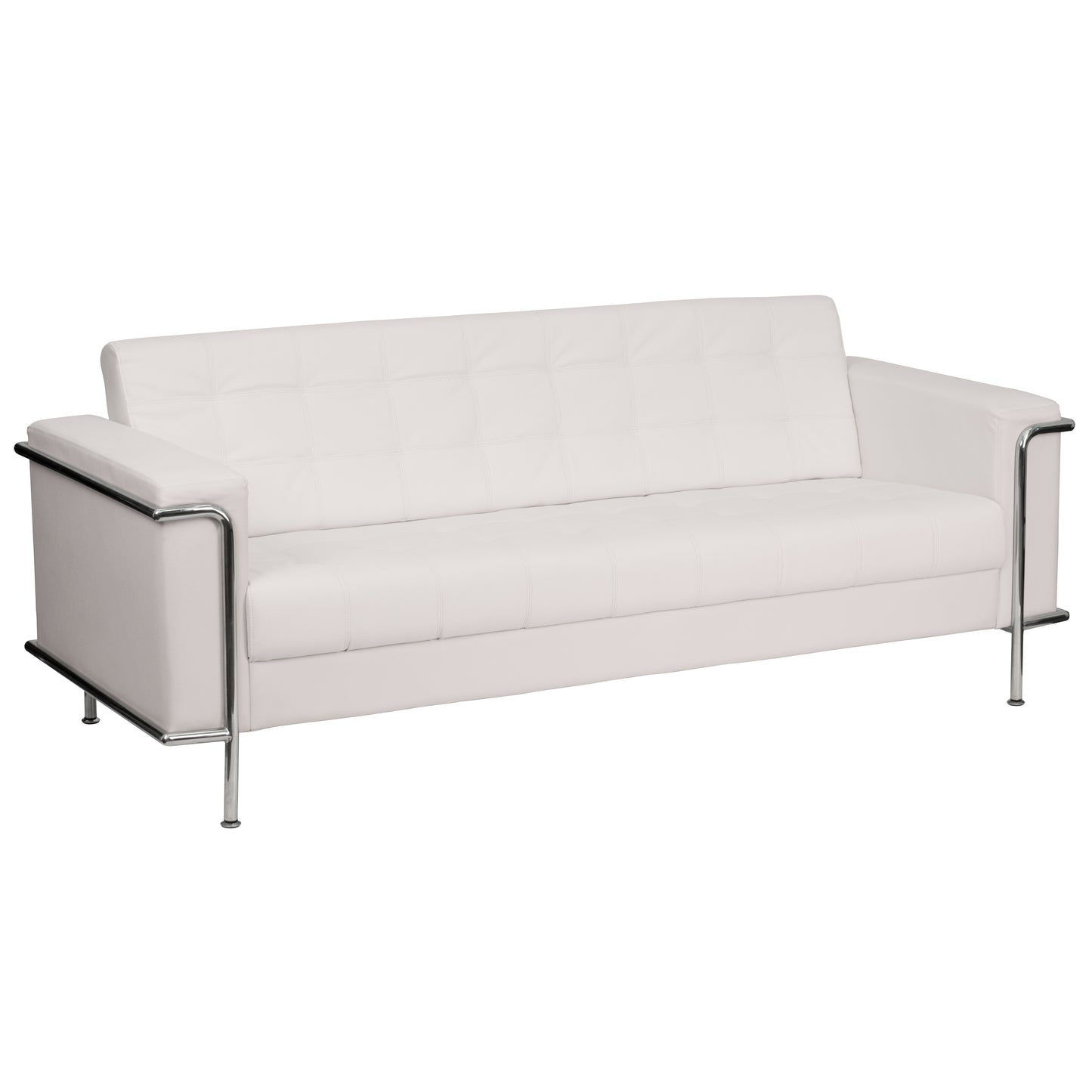 HERCULES Lesley Series Contemporary Melrose White LeatherSoft Sofa with Encasing Frame Melrose White