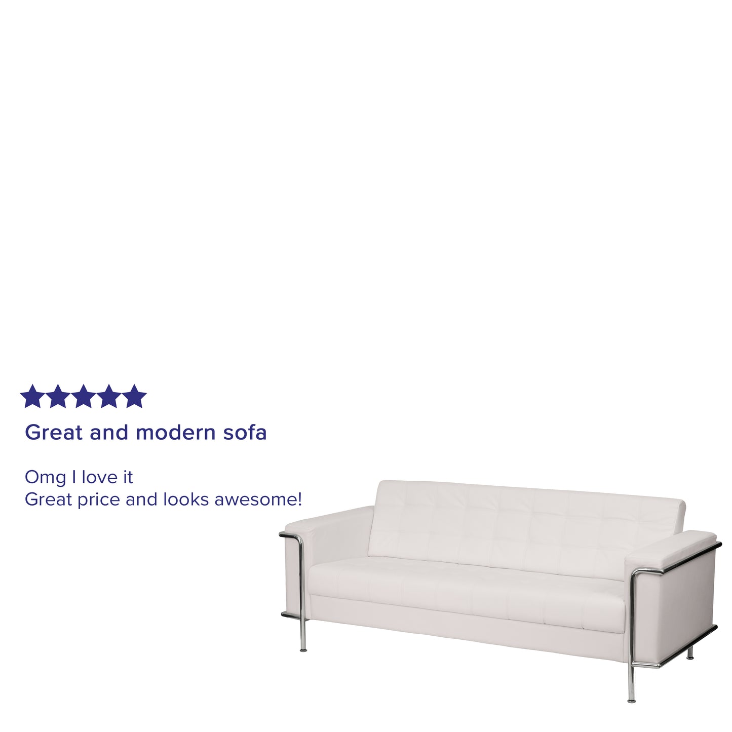 HERCULES Lesley Series Contemporary Melrose White LeatherSoft Sofa with Encasing Frame Melrose White