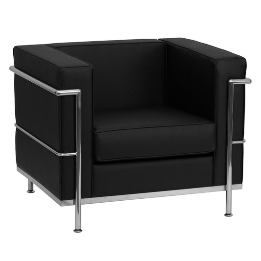 HERCULES Regal Series Contemporary Black LeatherSoft Chair with Encasing Frame Black